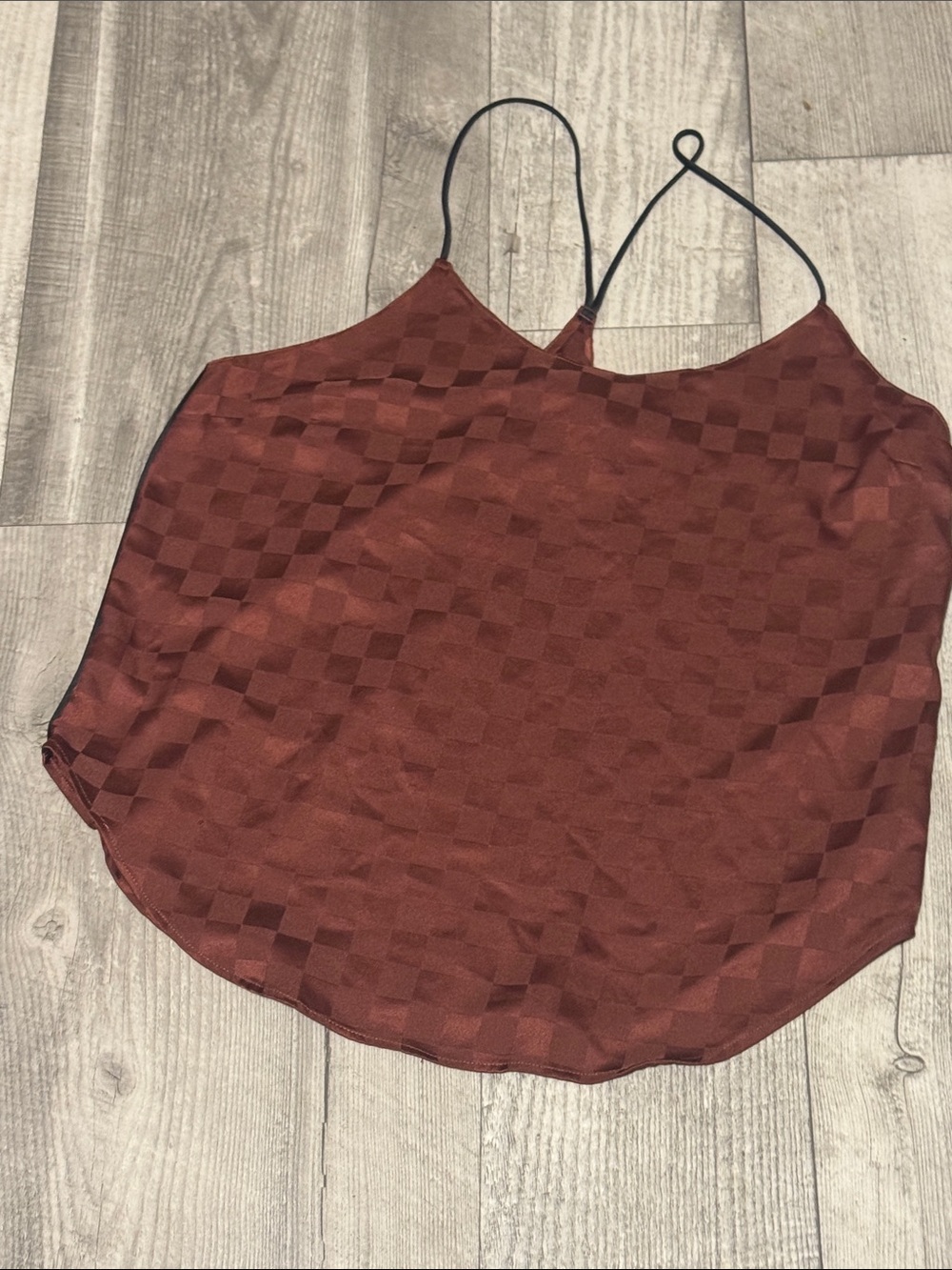 Victoria's Secret Rust Satin Checker Cami
